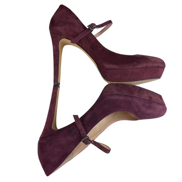 Vince Camuto Women's Joshlynn Mary Jane Pumps 8.5M Burgundy Suede Platform Heels - Picture 6 of 12